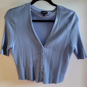 Torrid Women's Sky Blue Ribbed Button-Down Top